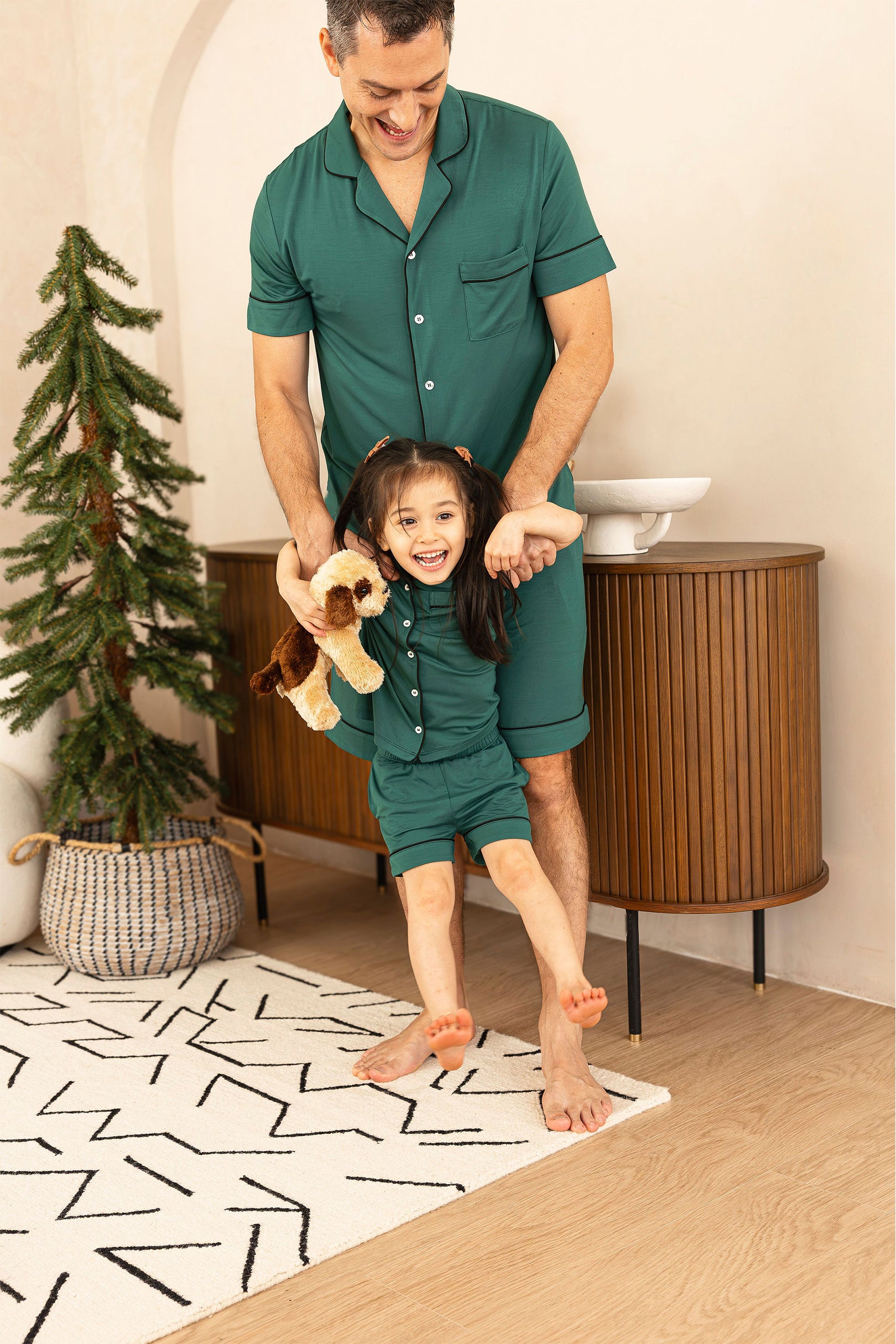 Mini Signature Pyjamas Set in Pine Green