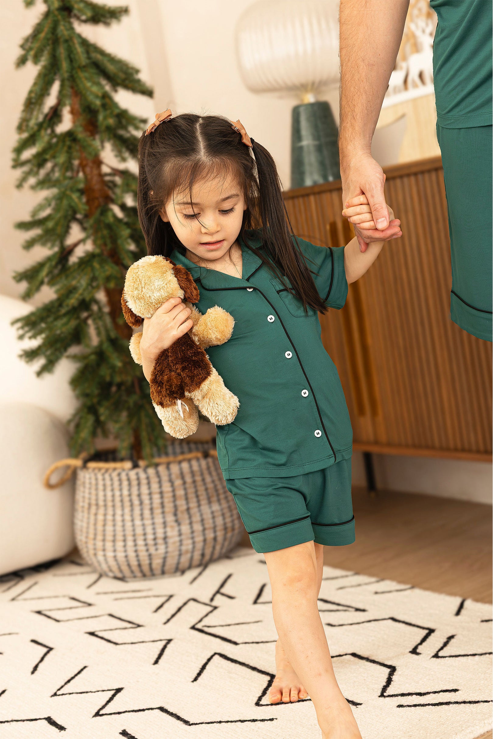 Mini Signature Pyjamas Set in Pine Green