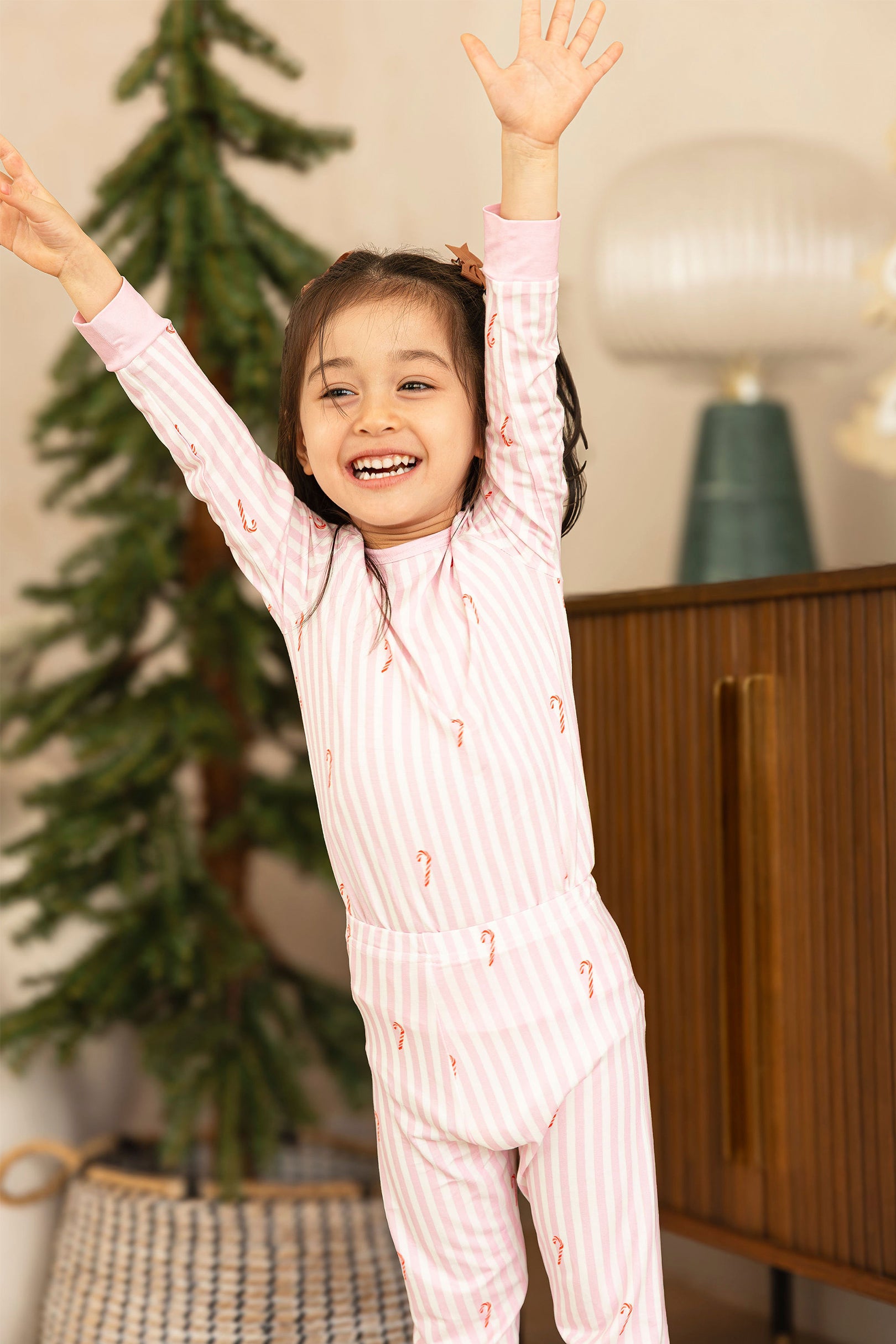Kids Long Pyjamas Set in Candy Cane Trail