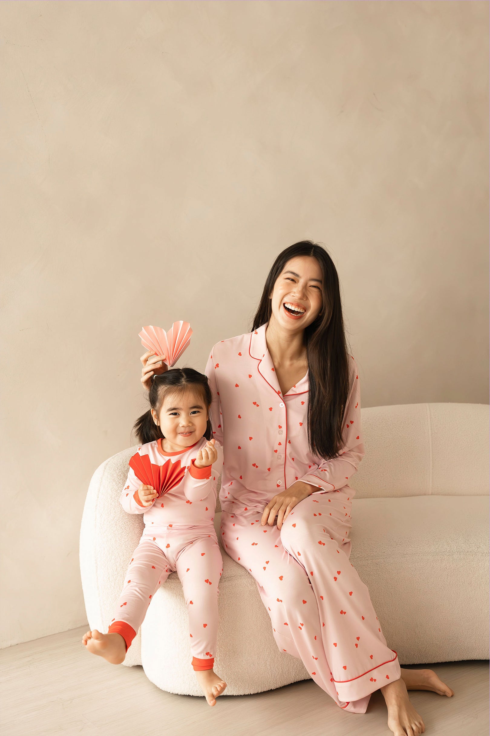 Kids Long Pyjamas Set in Hearts