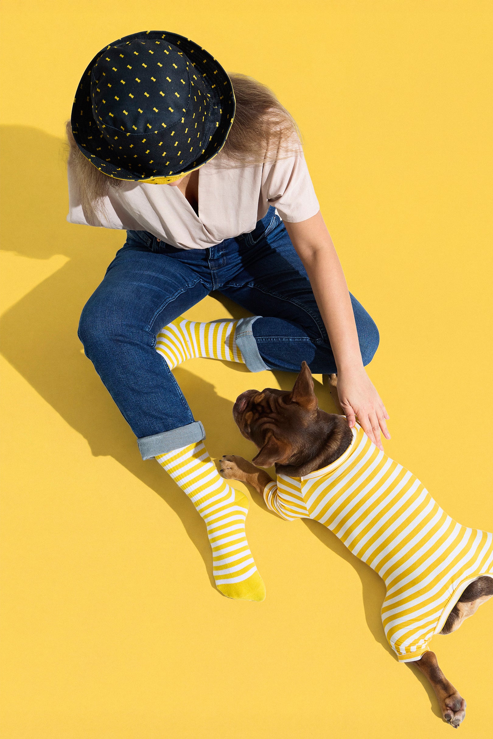 Selenight Co x Pat Law Crew Socks in Banana