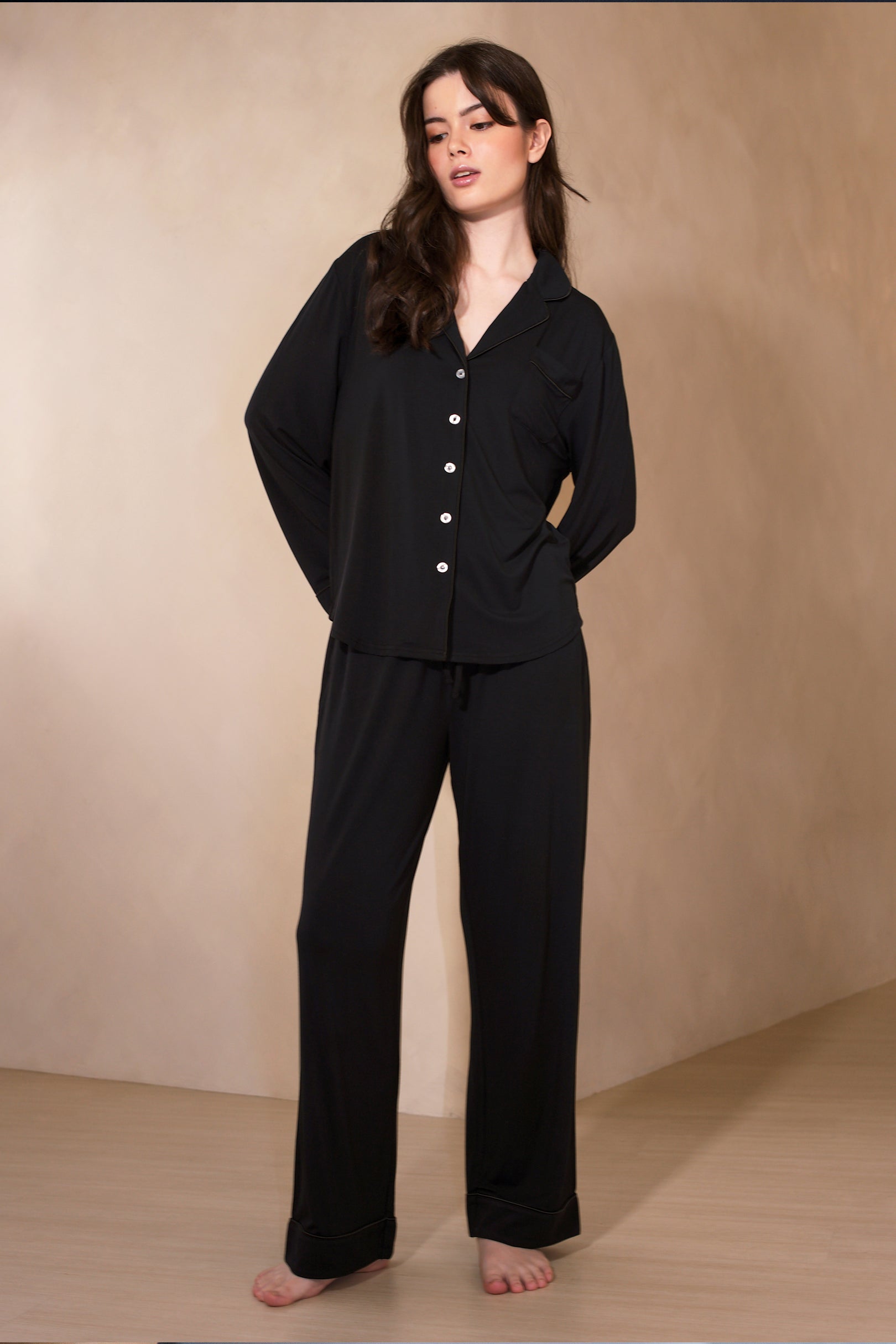 Signature Long Pyjamas Pants in Noir