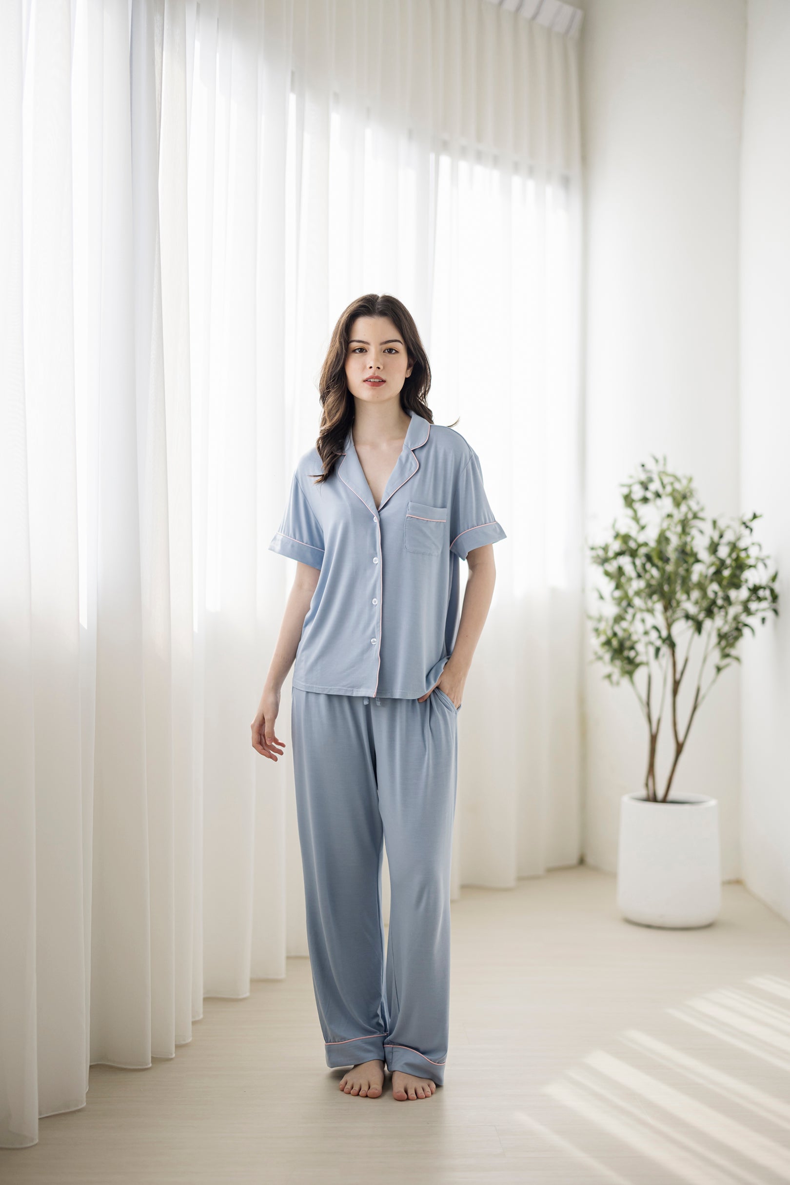 Signature (Pants Set) Pyjamas Top in Powder Blue