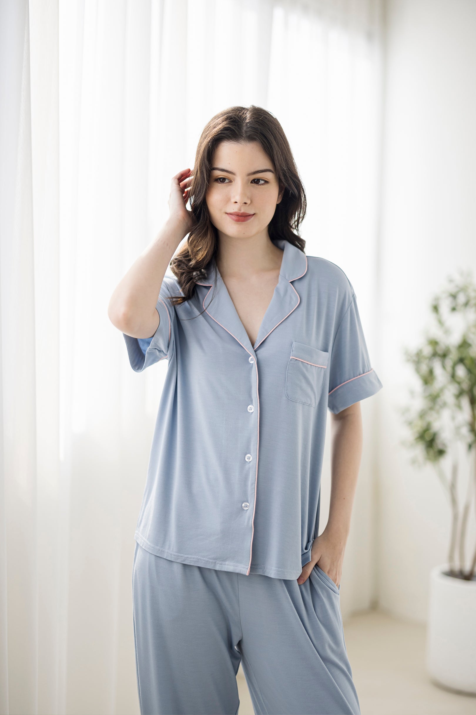 Signature (Pants Set) Pyjamas Top in Powder Blue