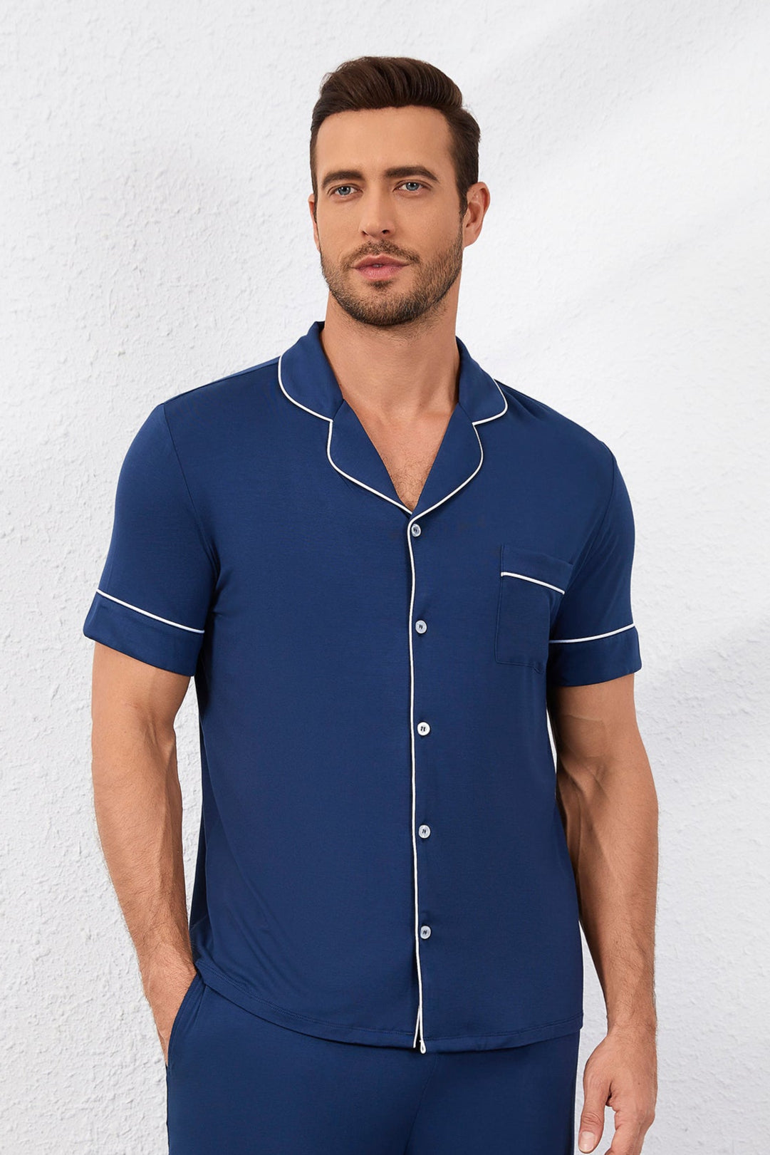 Men's Signature Pyjamas Shirt in Midnight Blue