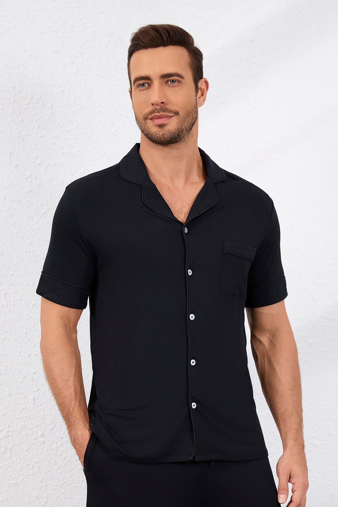 Men's Signature Pyjamas Shirt in Noir