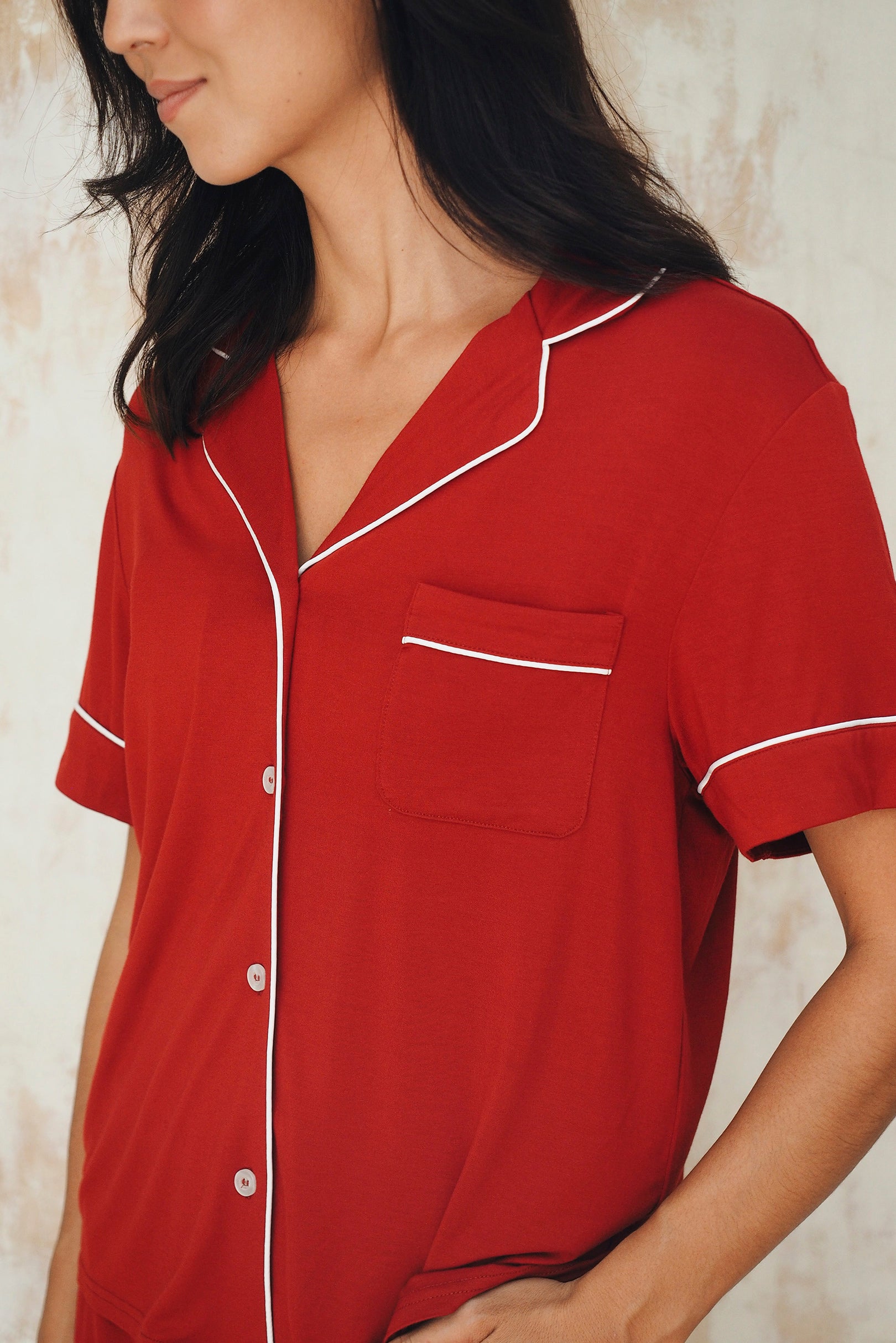 Signature Pyjamas Shirt in Merah Putih