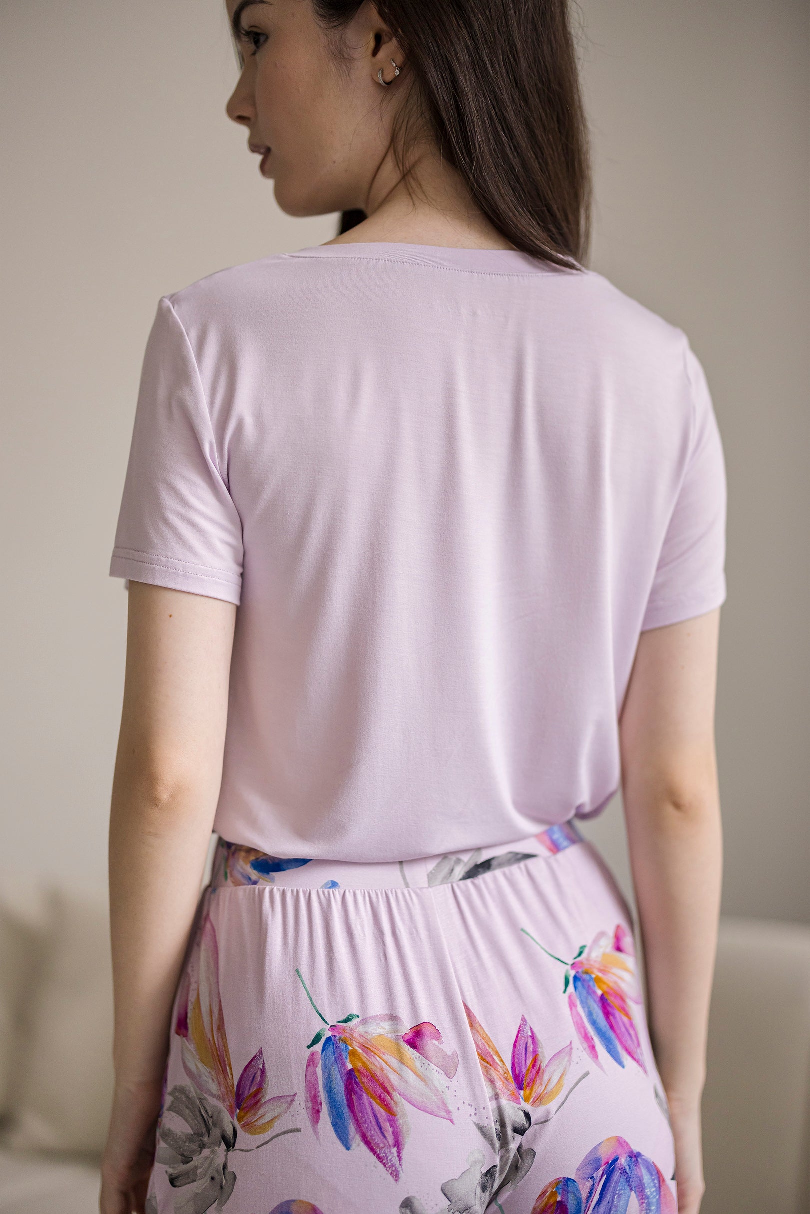 Offline V Neck Tee Set in Rebirth Print, Soft Pink