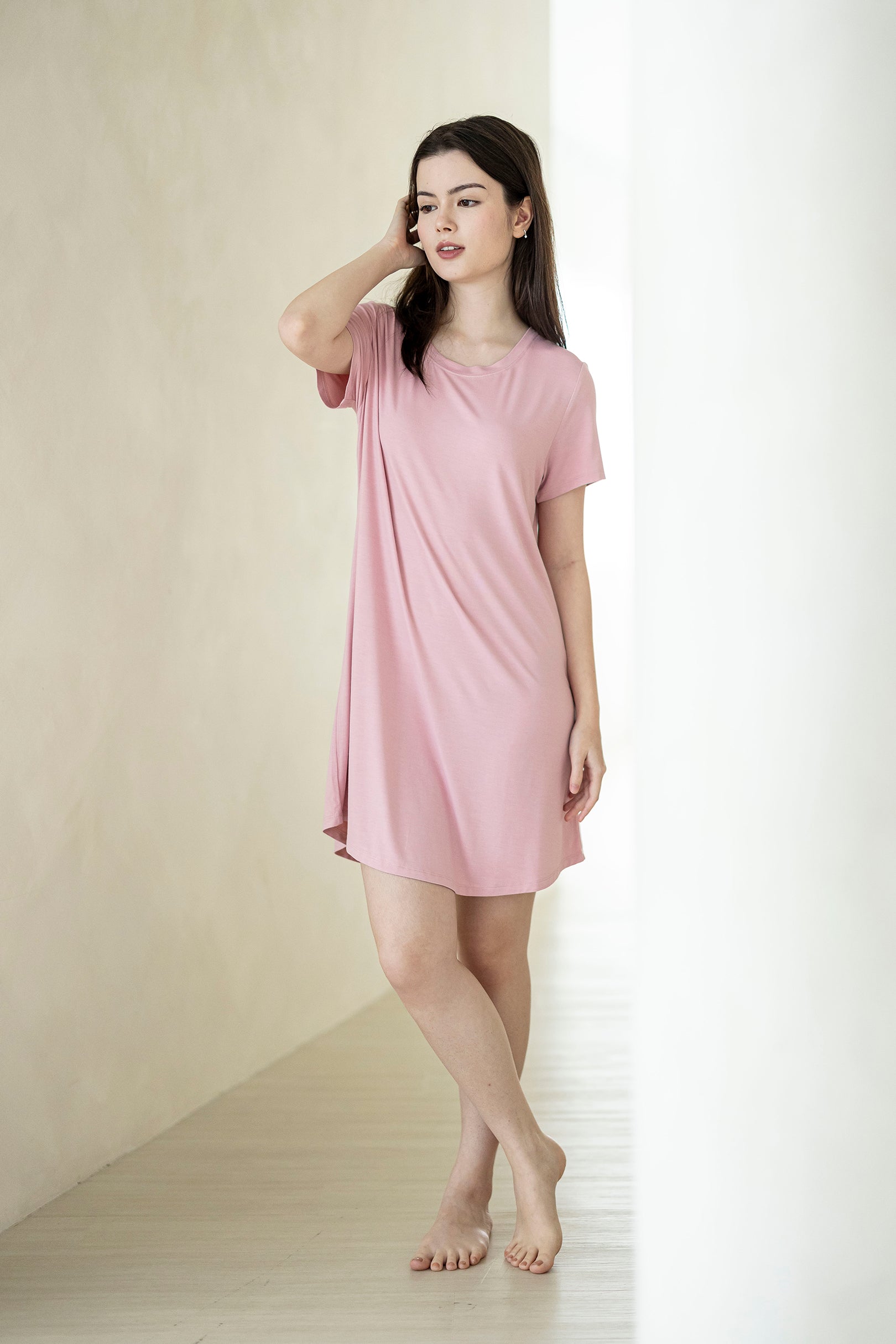 Ice-Cool Lounge Dress in Peony Pink