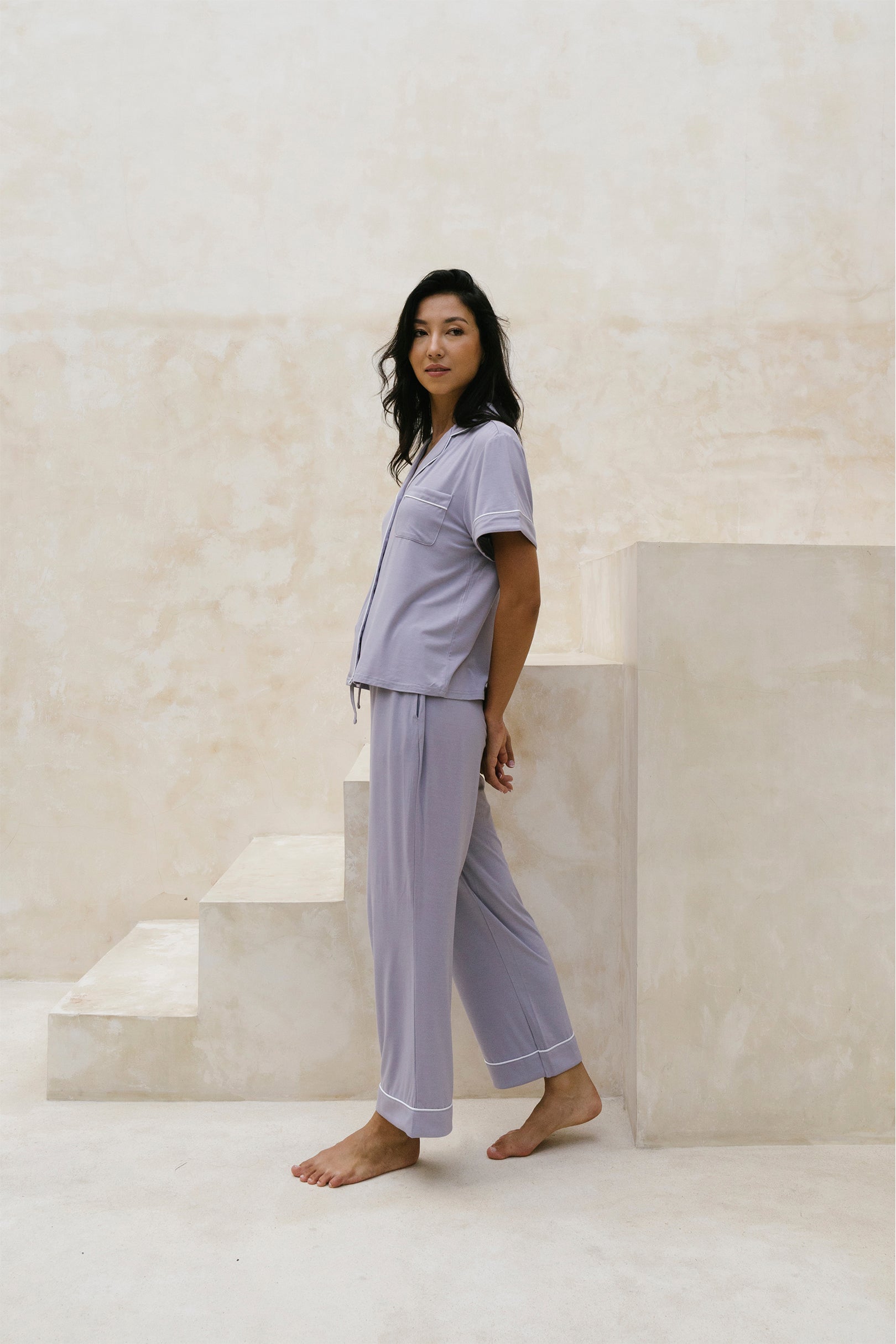 Signature Pants Set in Lilac Grey