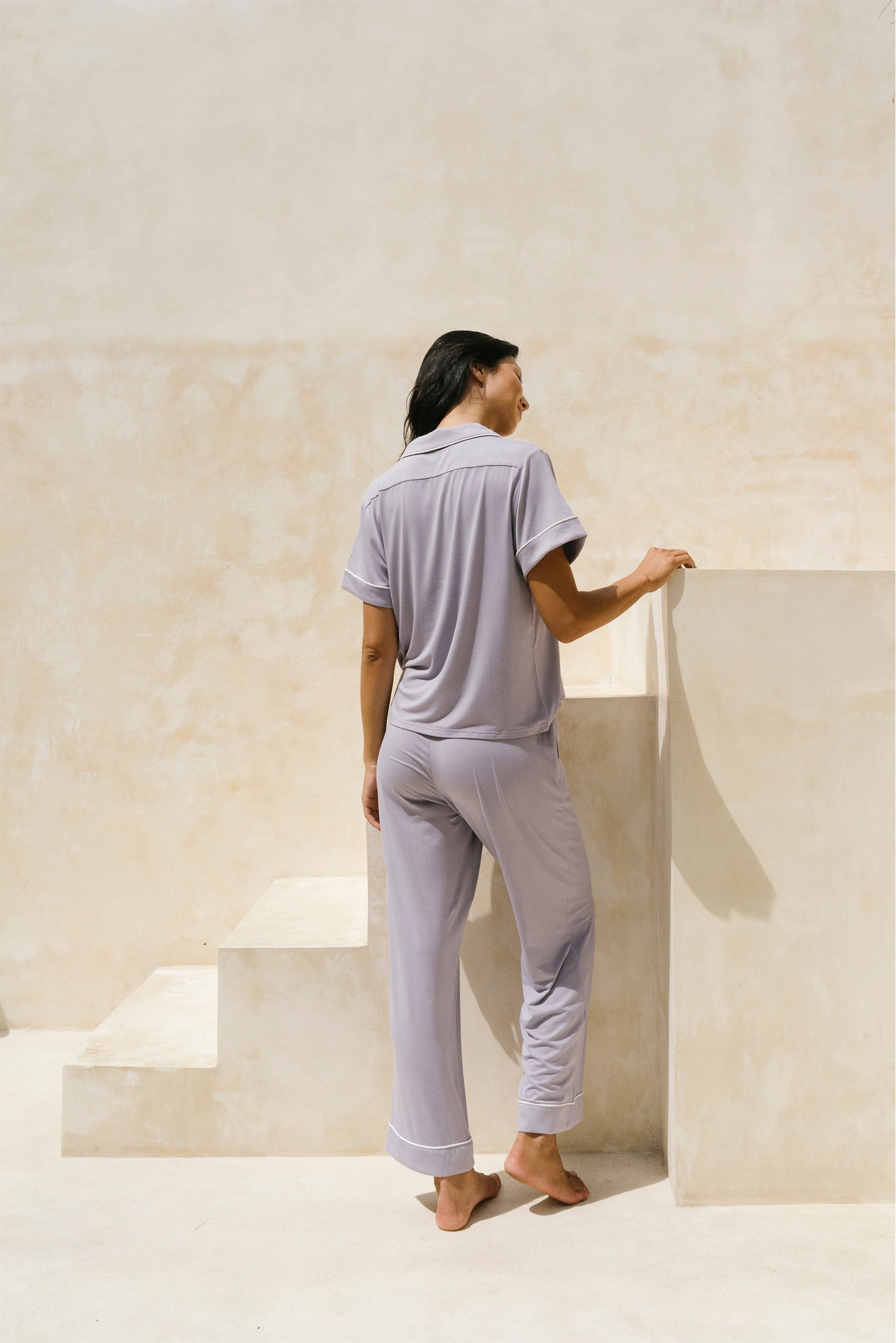 Signature Pants Set in Lilac Grey