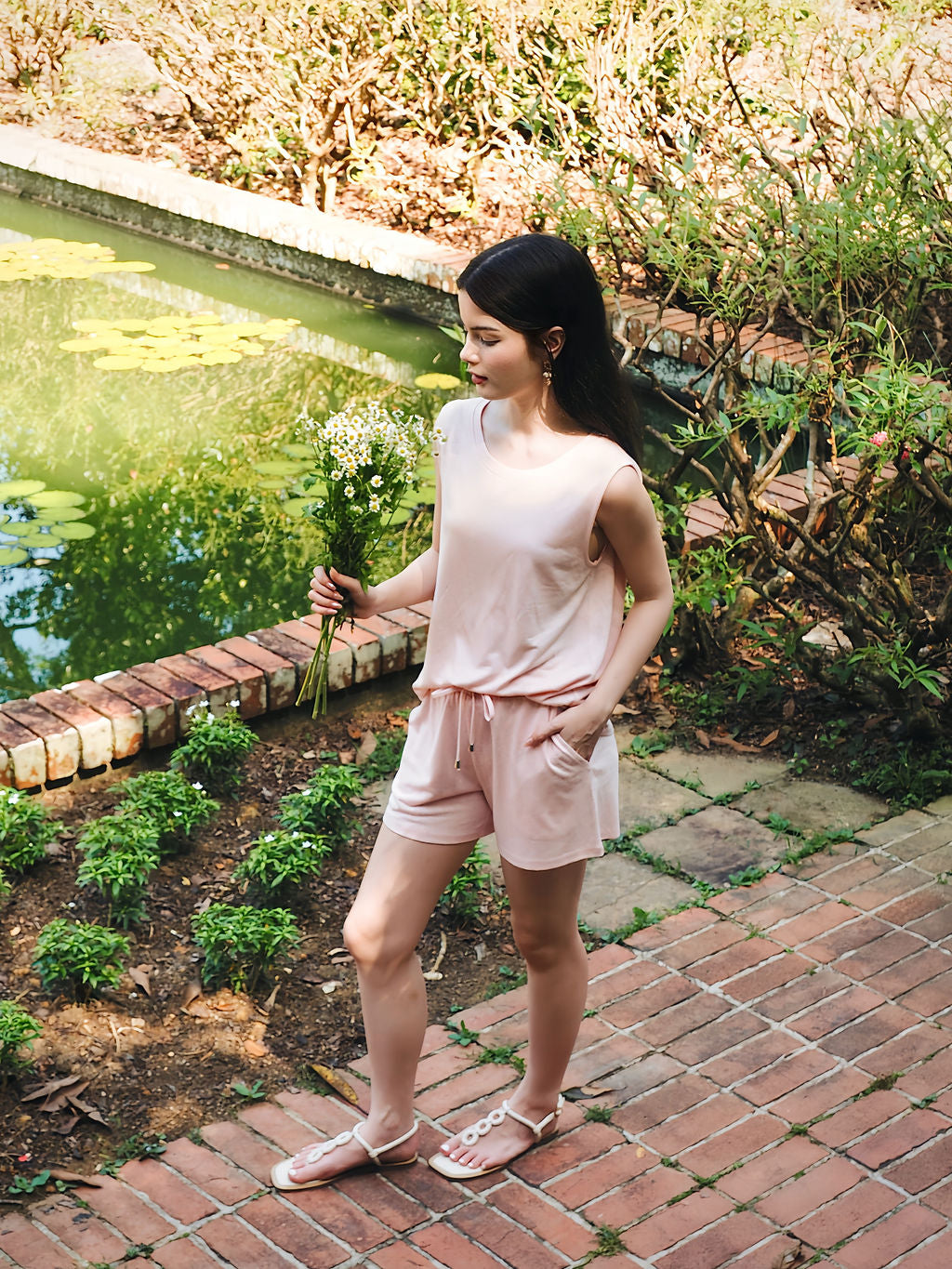 Bamboo-Linen Tank Top in Soft Pink