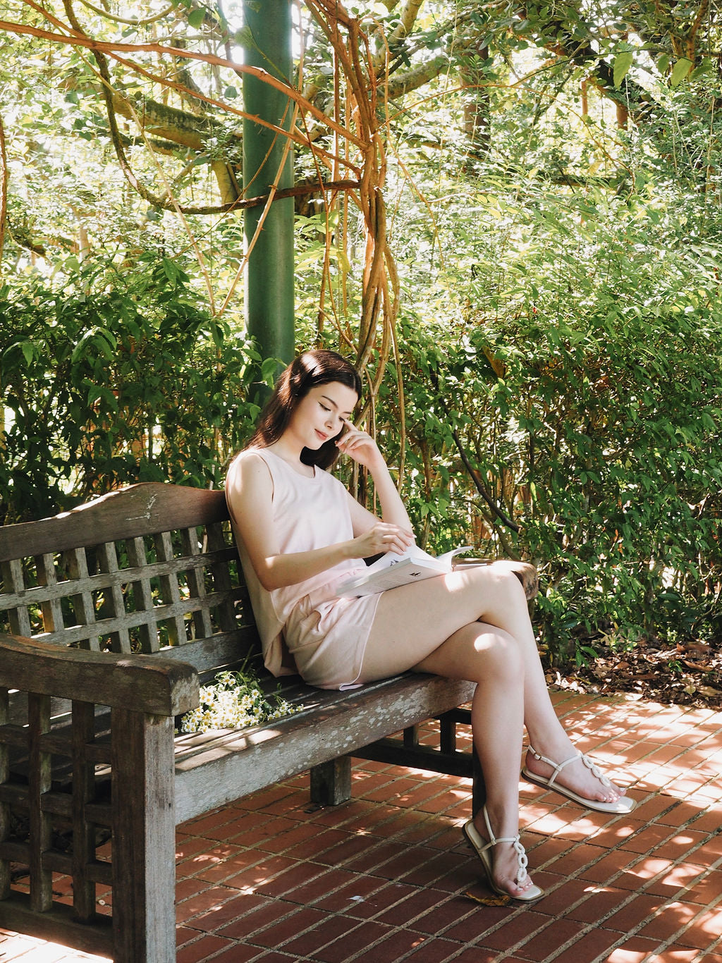 Bamboo-Linen Tank Set in Soft Pink