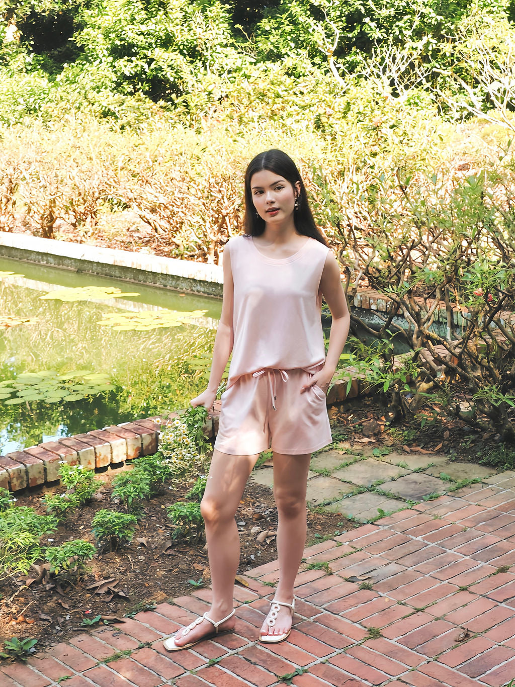 Bamboo-Linen Tank Top in Soft Pink