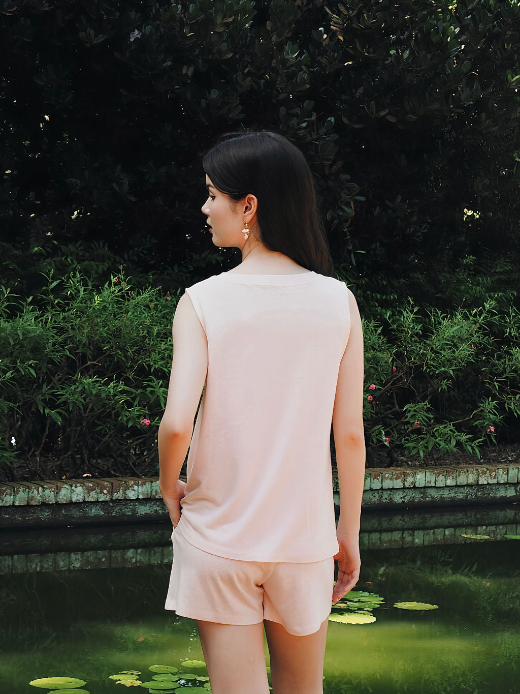 Bamboo-Linen Tank Top in Soft Pink