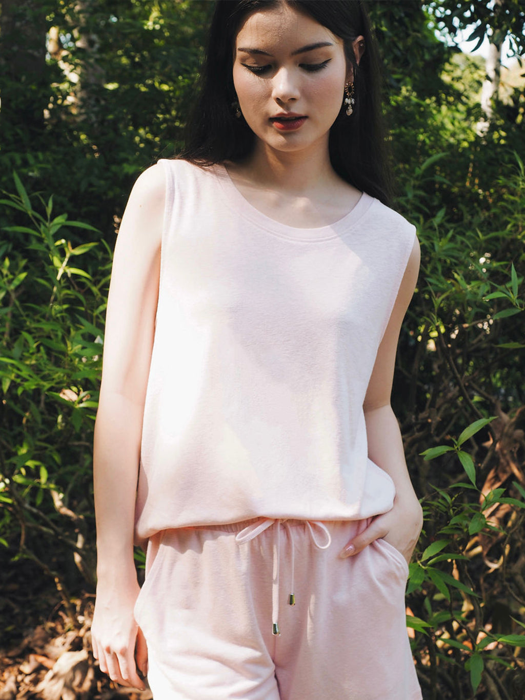 Bamboo-Linen Tank Top in Soft Pink