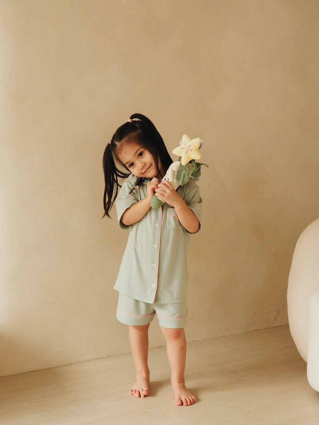 Mini Signature Pyjamas Set in Spring Green