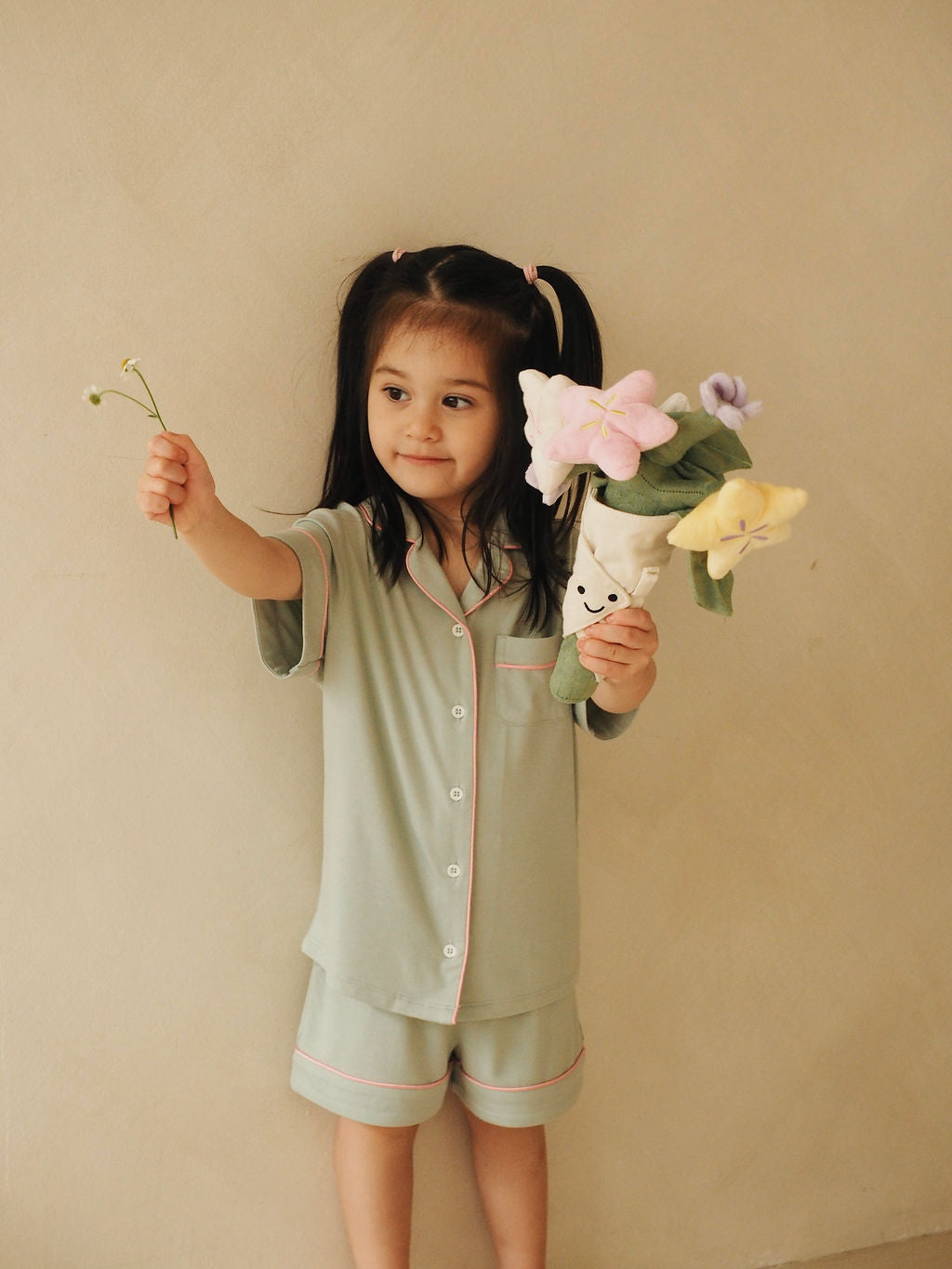 Mini Signature Pyjamas Set in Spring Green