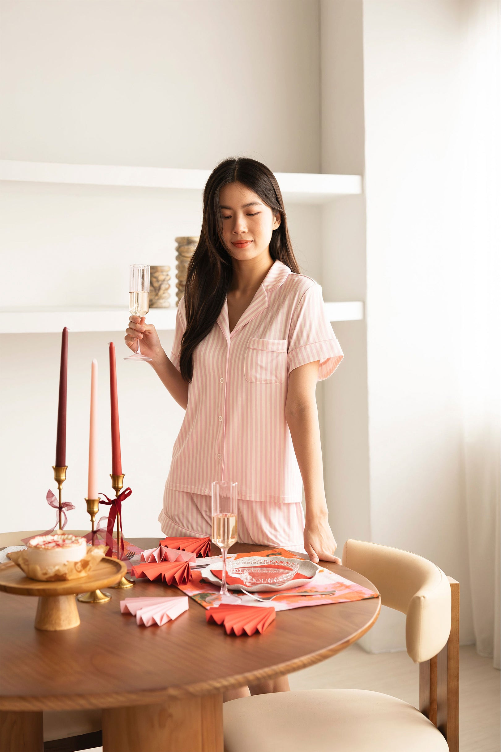 Signature Pyjamas Set in Pink Stripes