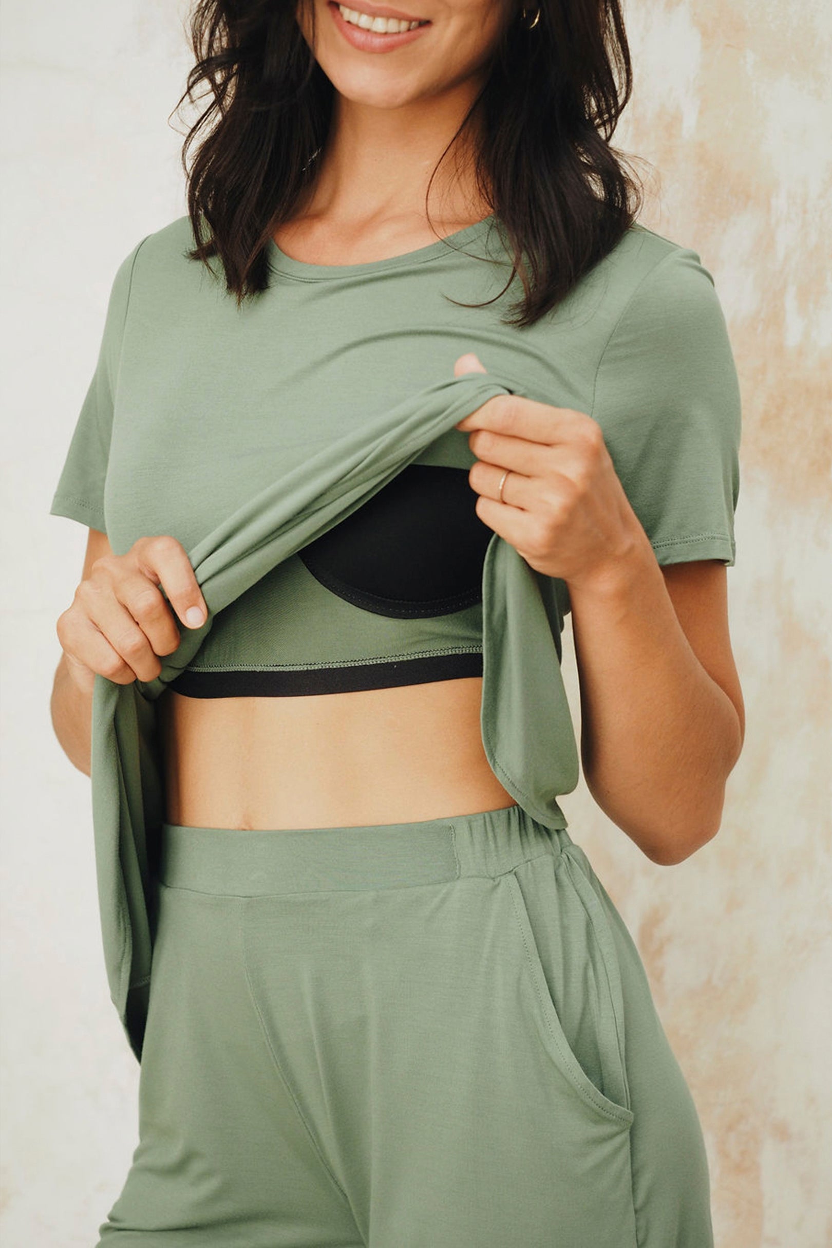 Supportive Mysa Lounge Top in Hunter Green