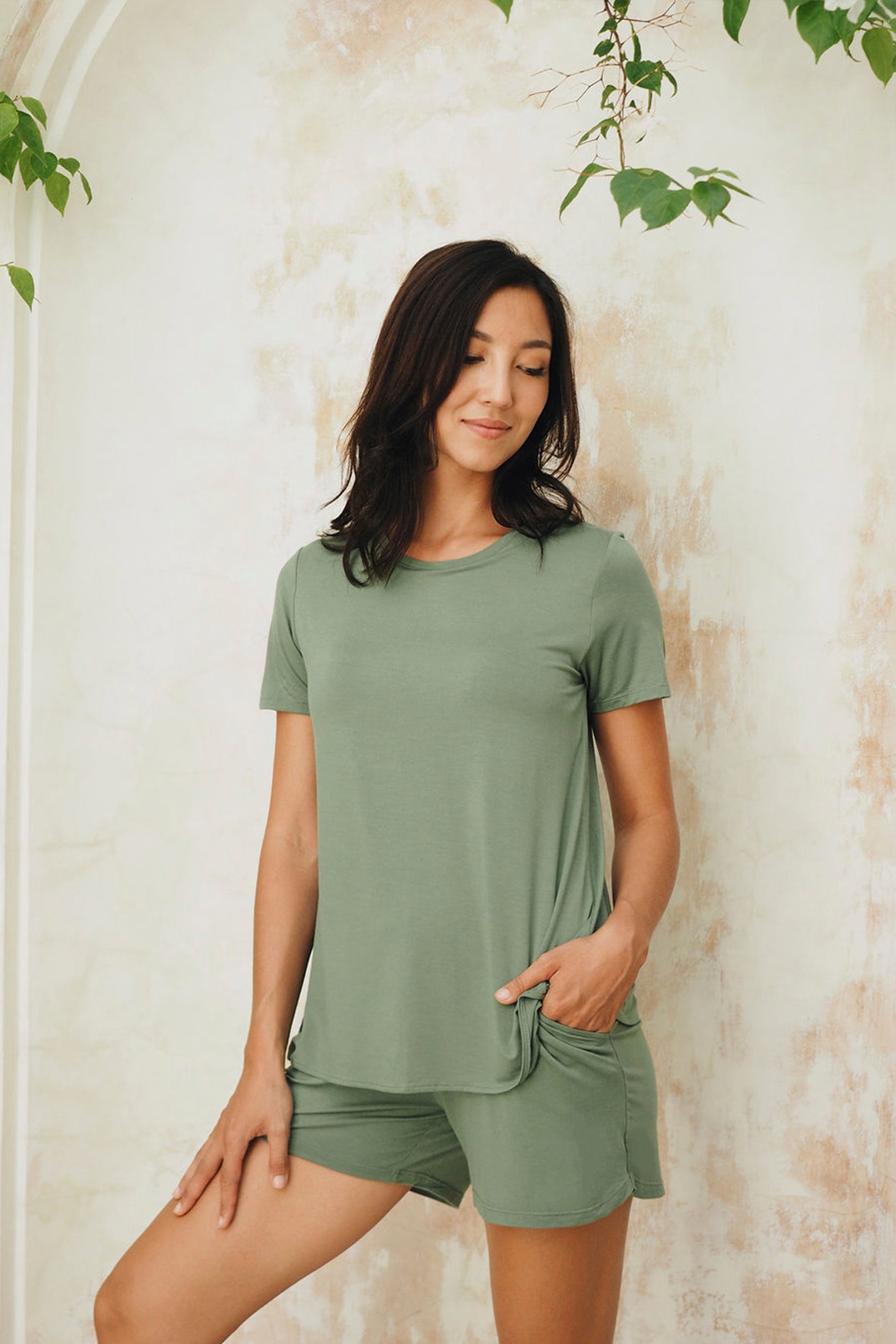 Supportive Mysa Lounge Top in Hunter Green