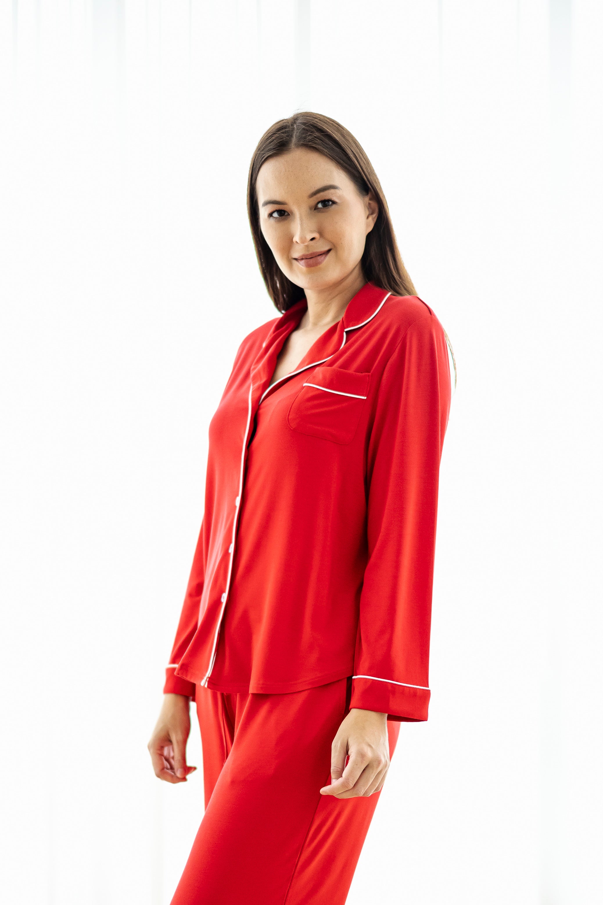 Signature Long Pyjamas Set in Scarlet Red
