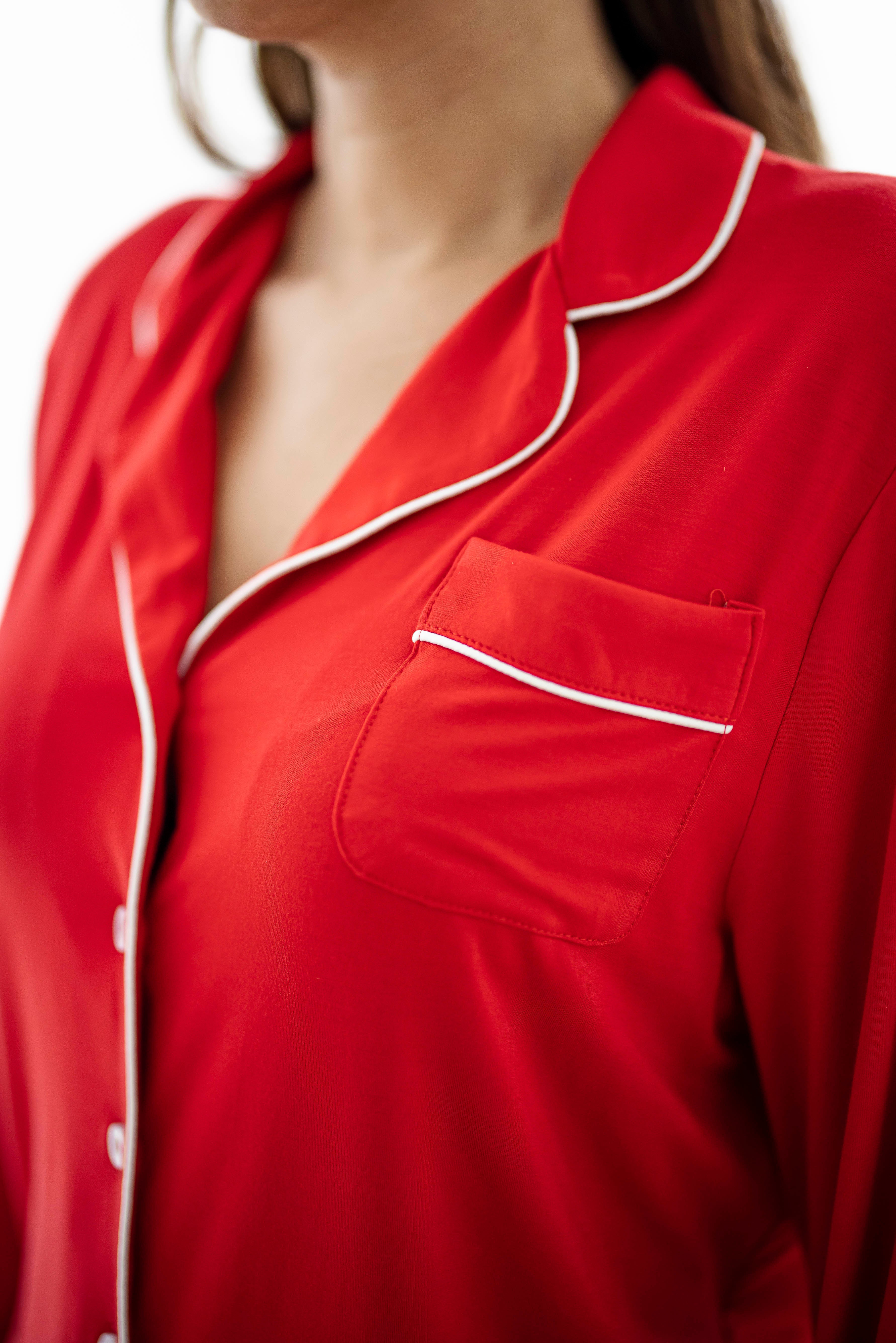 Signature Long Pyjamas Shirt in Scarlet Red