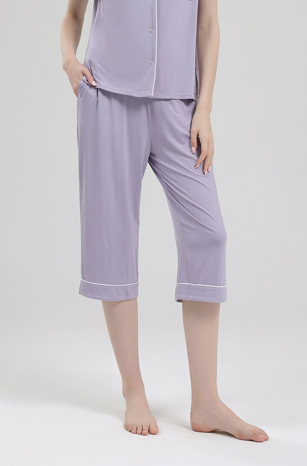 Signature Cropped Pyjamas Pants in Lilac Grey