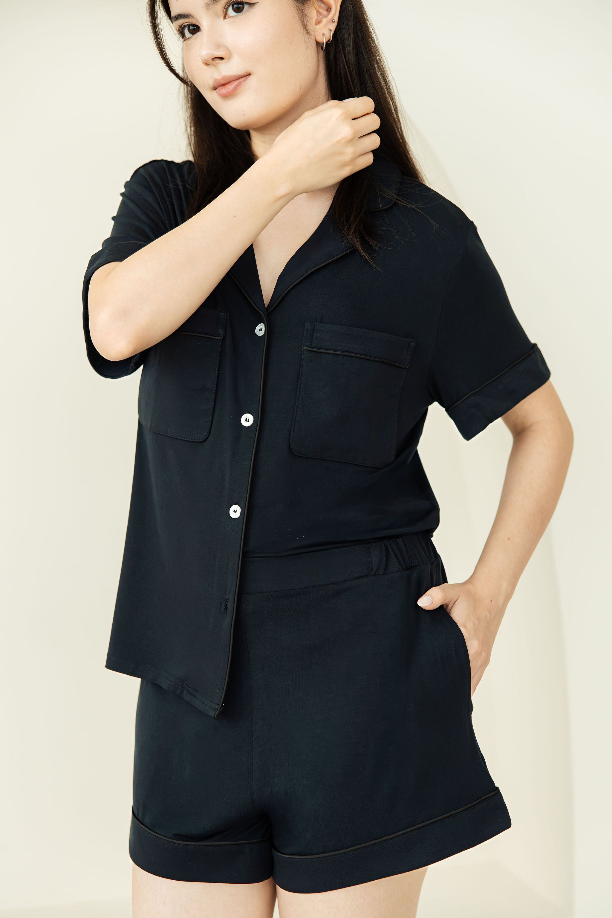 Signature CloudLined Pyjamas Shorts in Noir