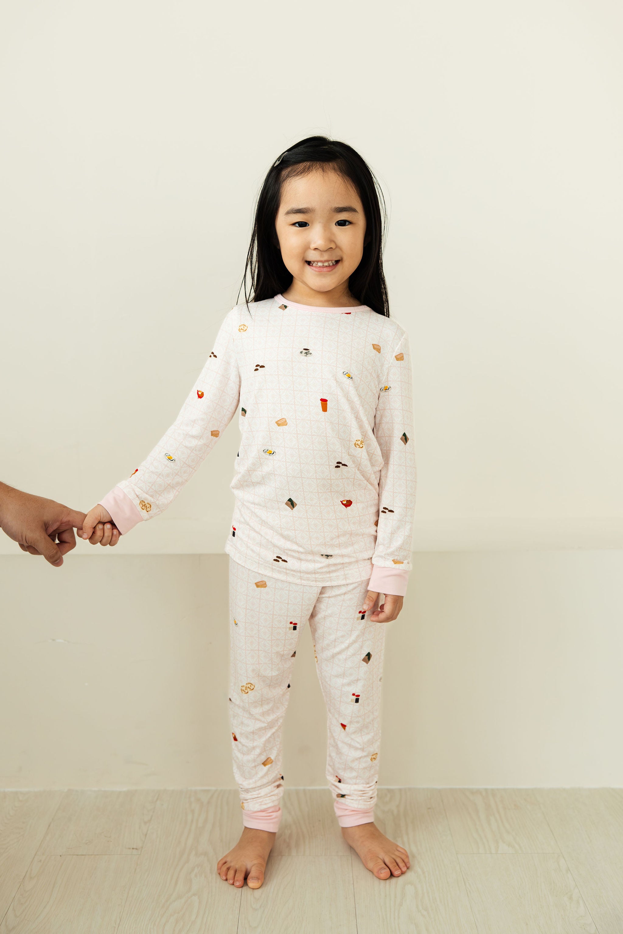 Kids Long Pyjamas Set in Kopitiam Blush