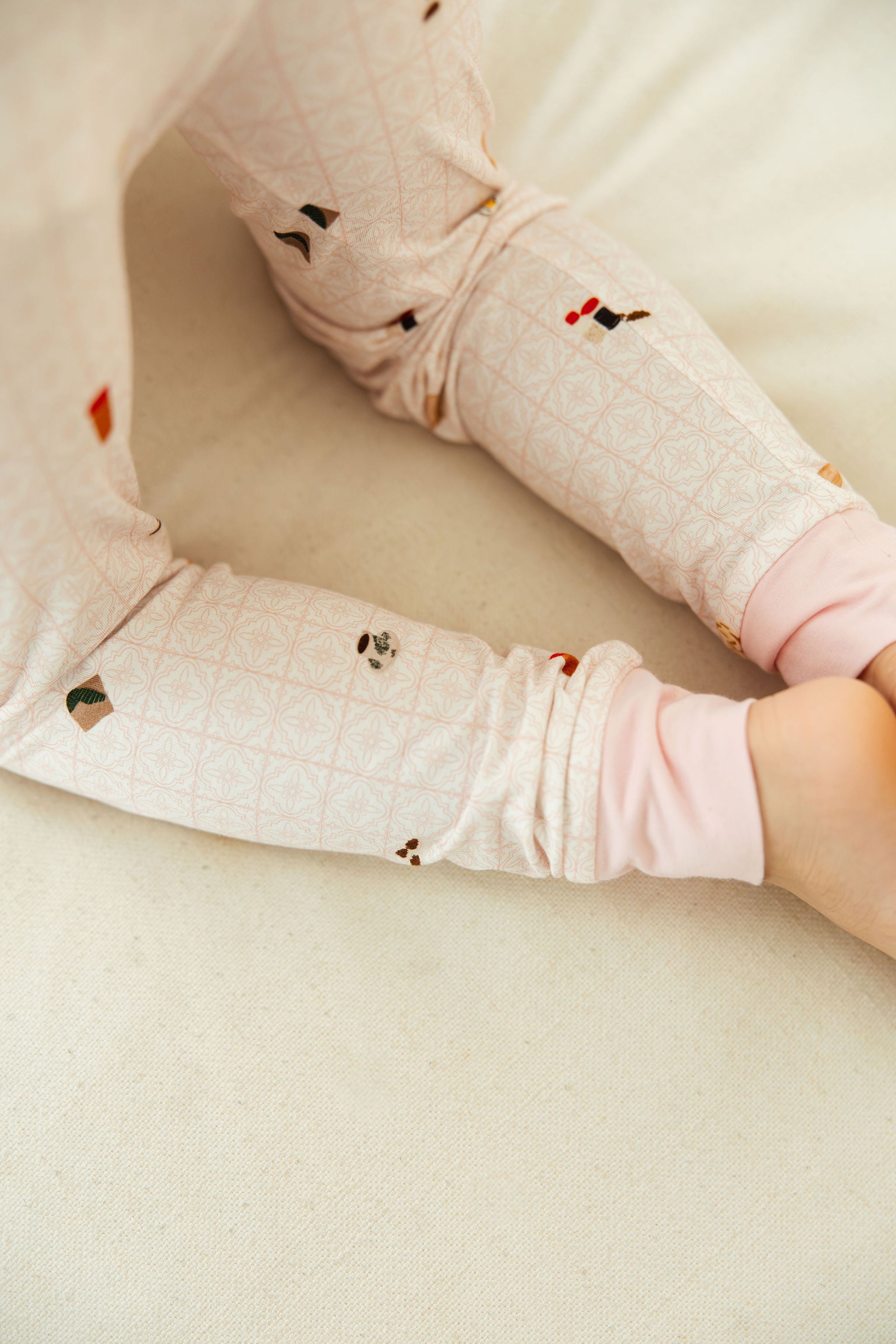 Kids Long Pyjamas Set in Kopitiam Blush