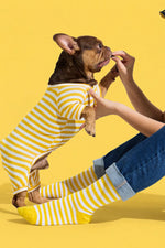 Load image into Gallery viewer, Selenight Co x Pat Law Crew Socks in Banana
