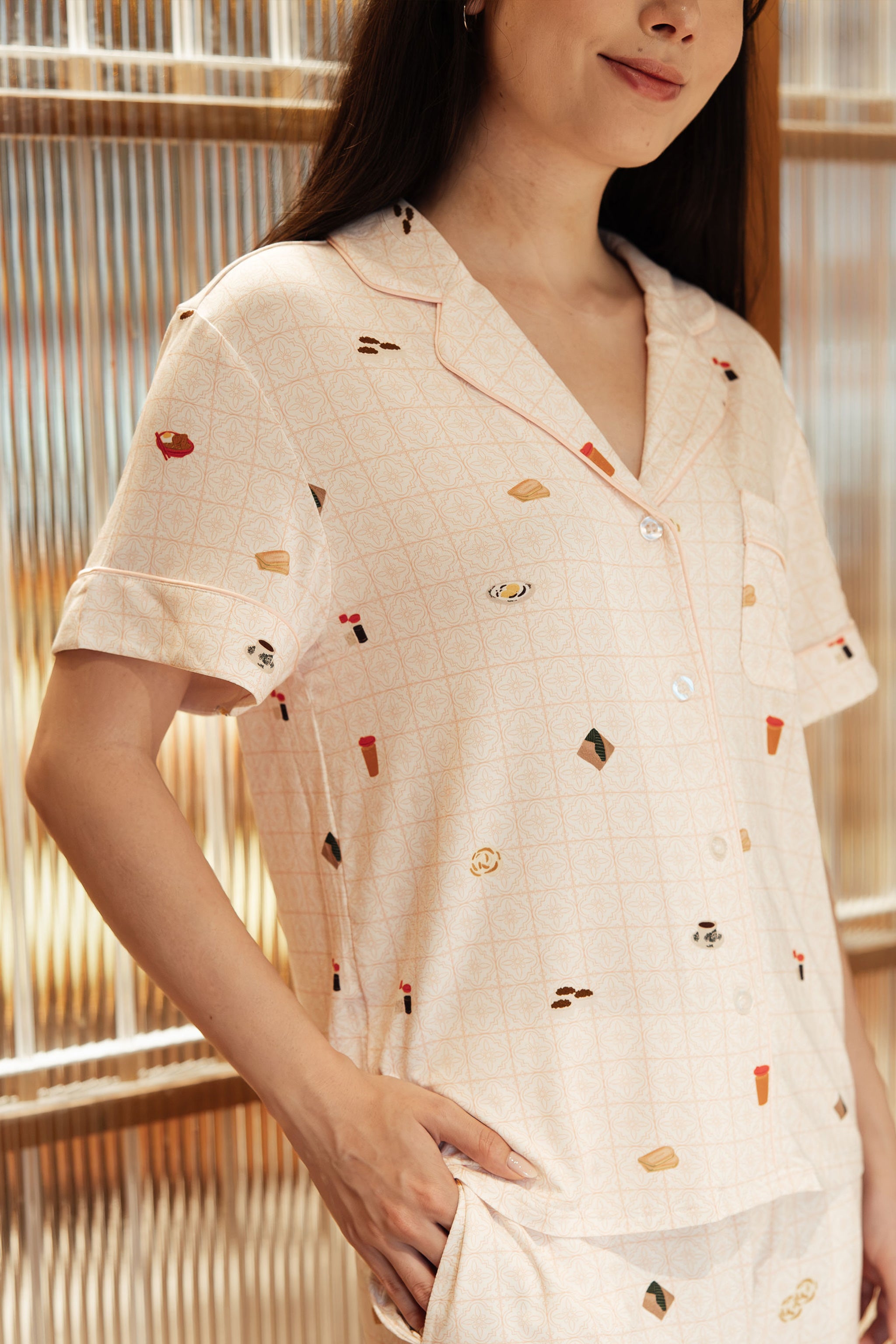 Signature Pyjamas Shirt in Kopitiam Blush