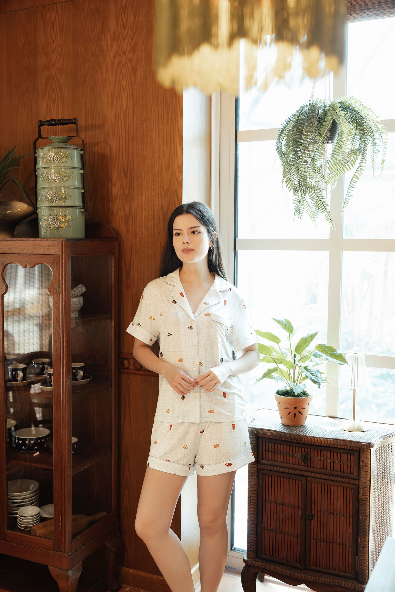 Signature Pyjamas Set in Kopitiam Jade