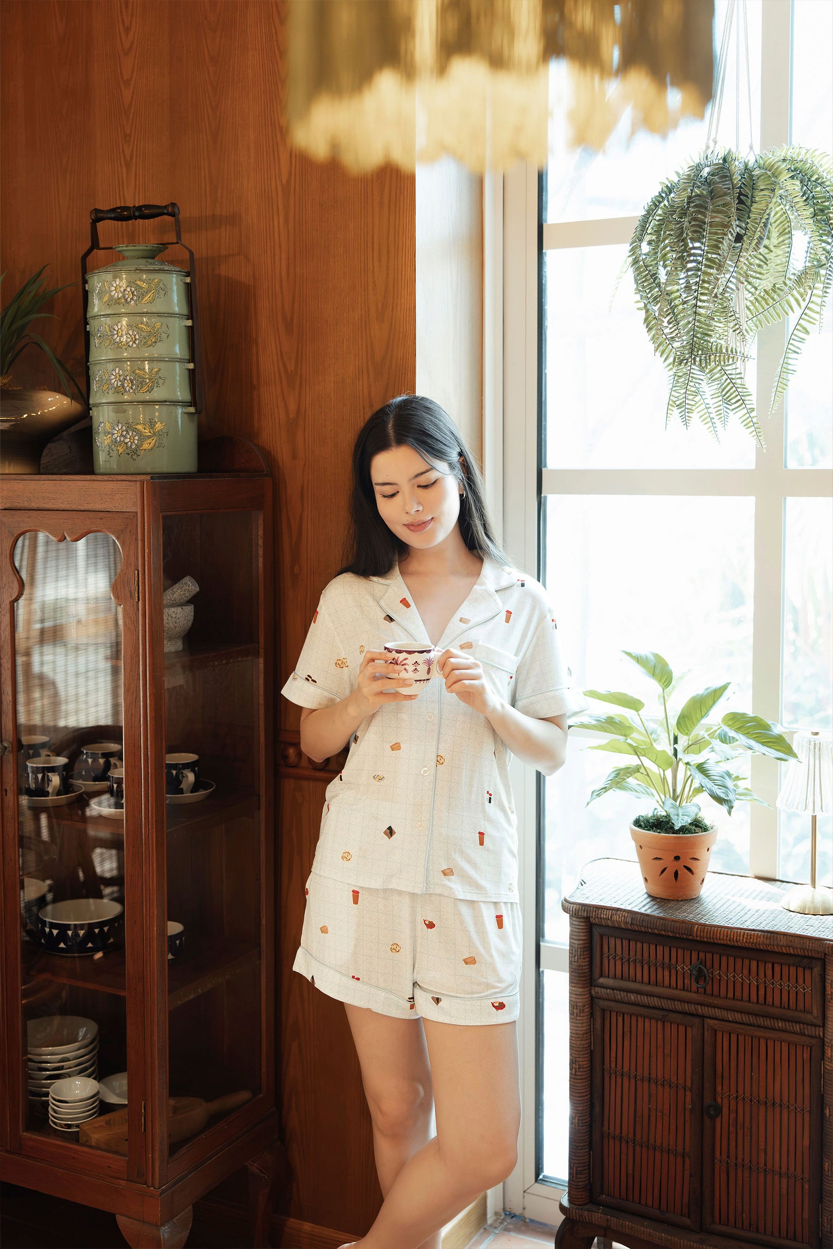 Signature Pyjamas Shirt in Kopitiam Jade