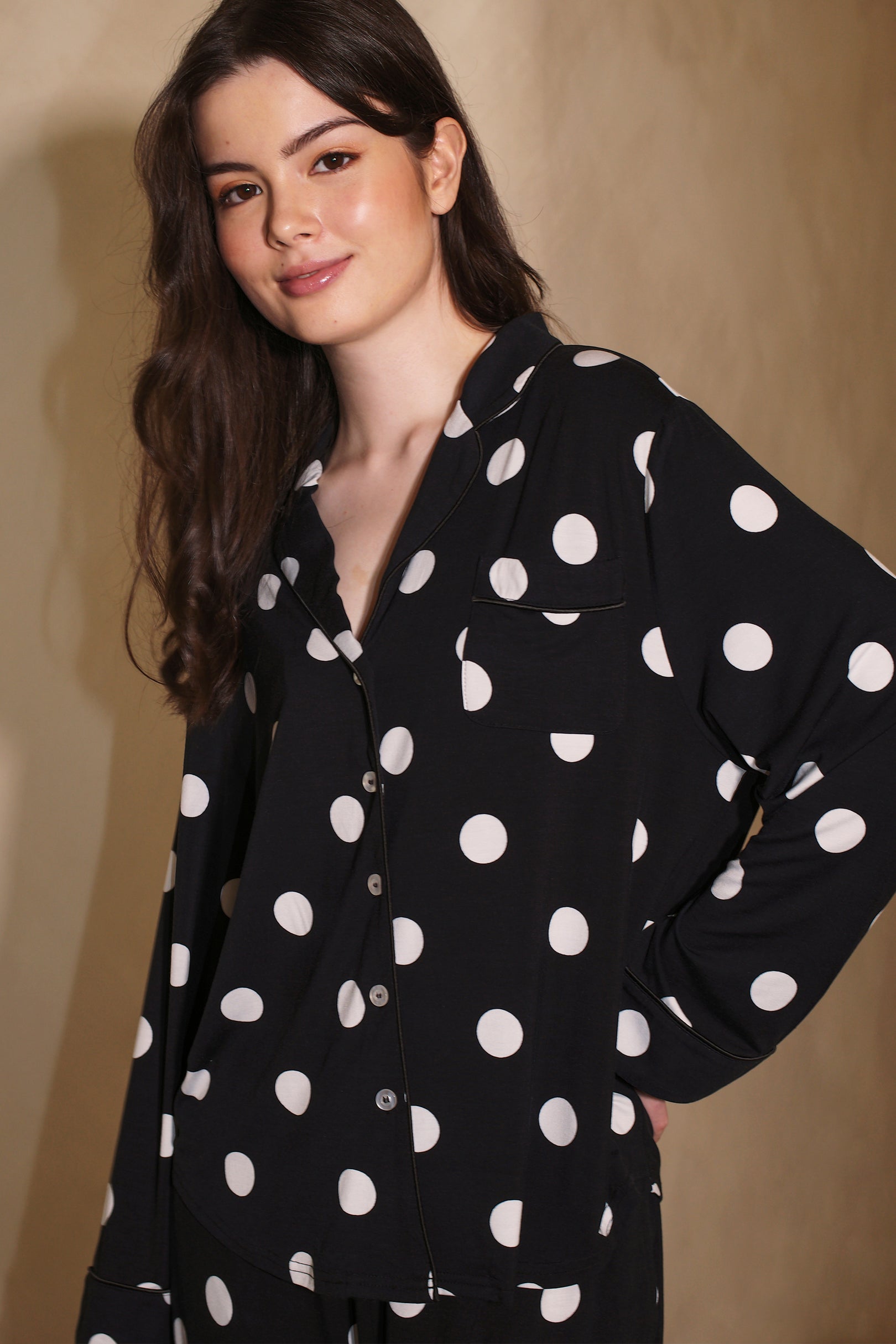 Signature Long Pyjamas Shirt in Polka Dot