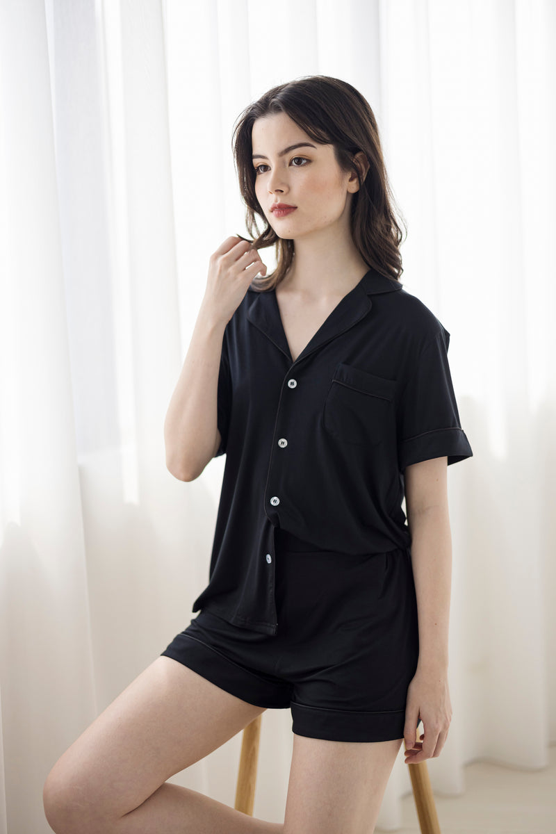 Signature Pyjamas Shirt in Noir – Selenightco