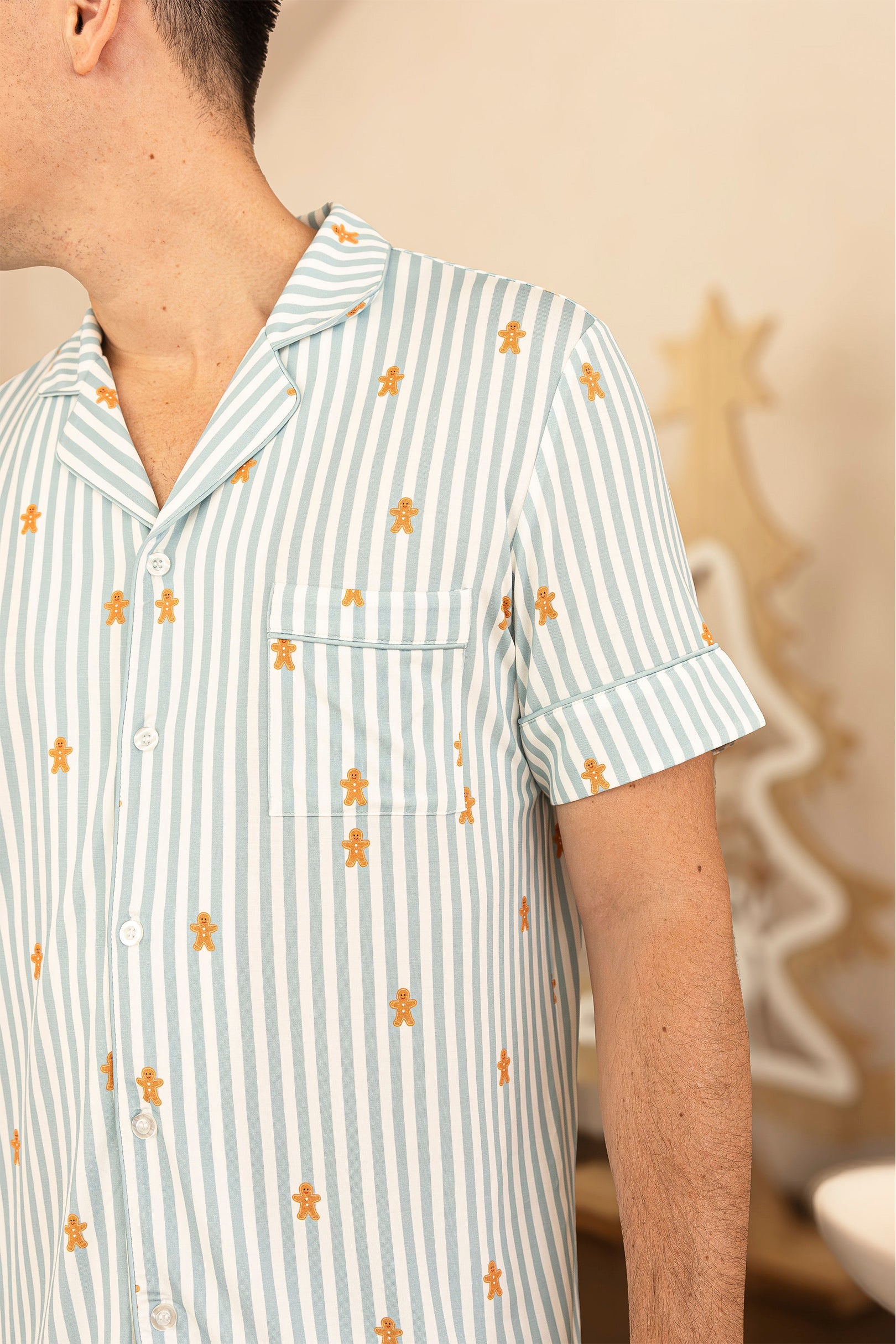 Men's Signature Pyjamas Shirt in Gingerbread Lane