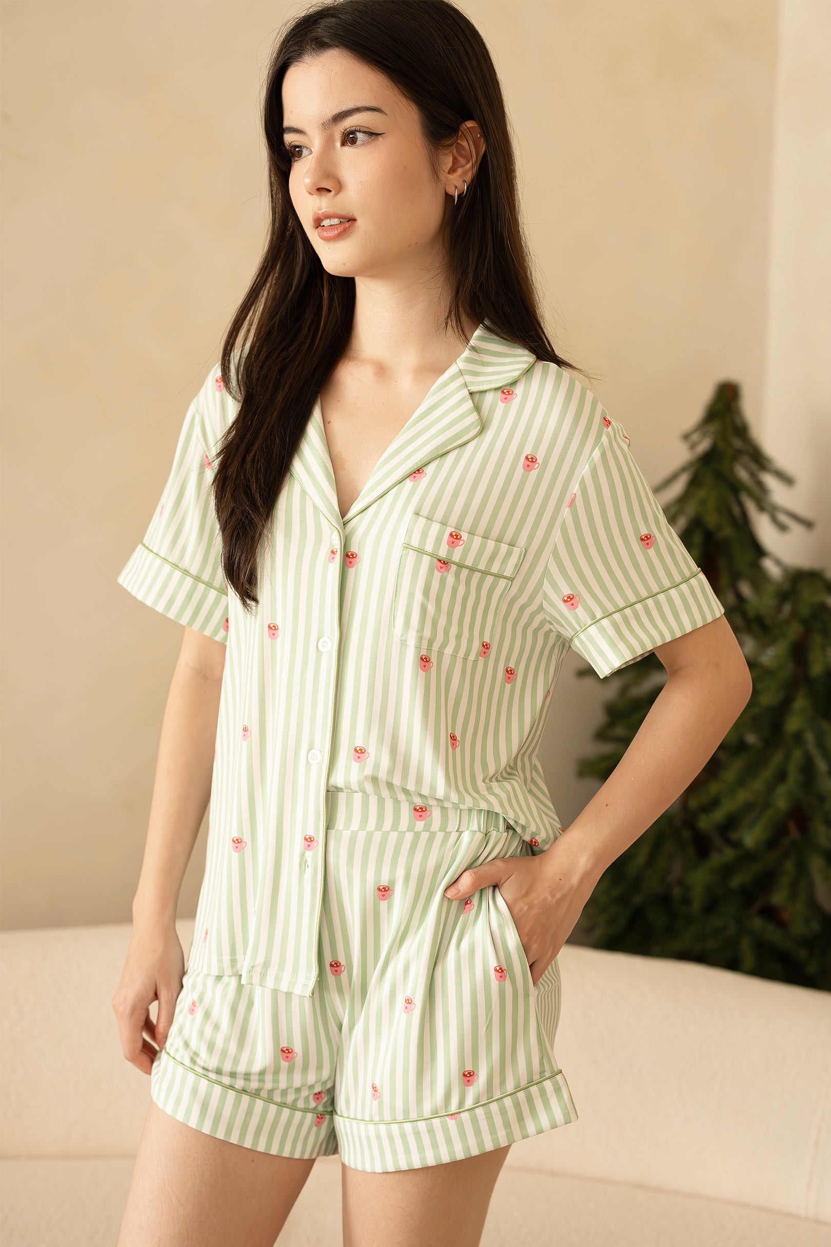 Signature Pyjamas Set in Hot Chocolate Avenue