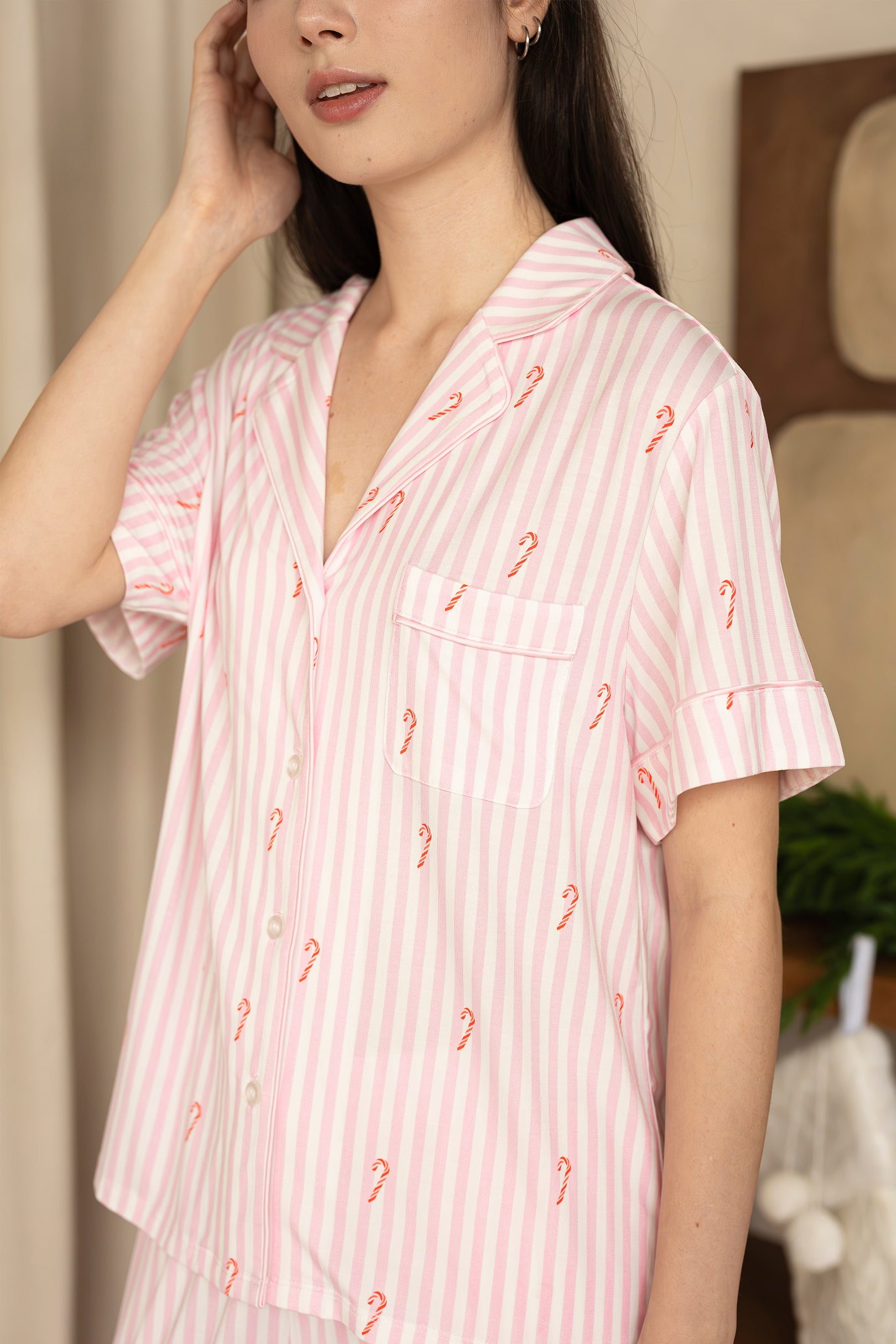 Signature (Pants Set) Pyjamas Top in Candy Cane Trail