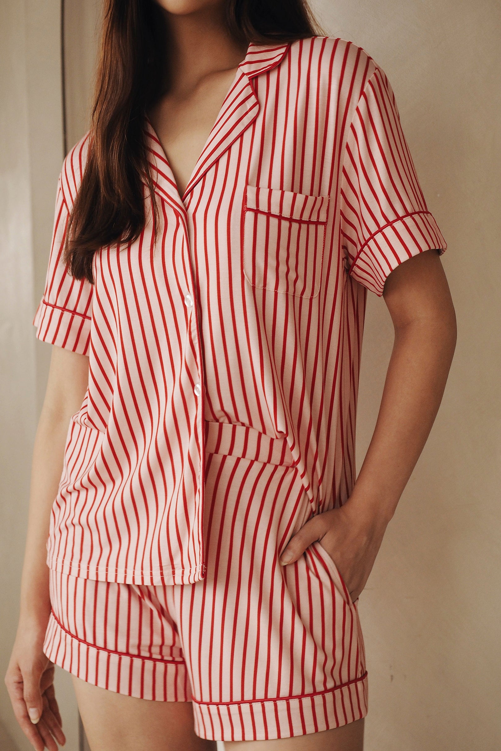 Signature Pyjamas Set in Candy Cane Stripes