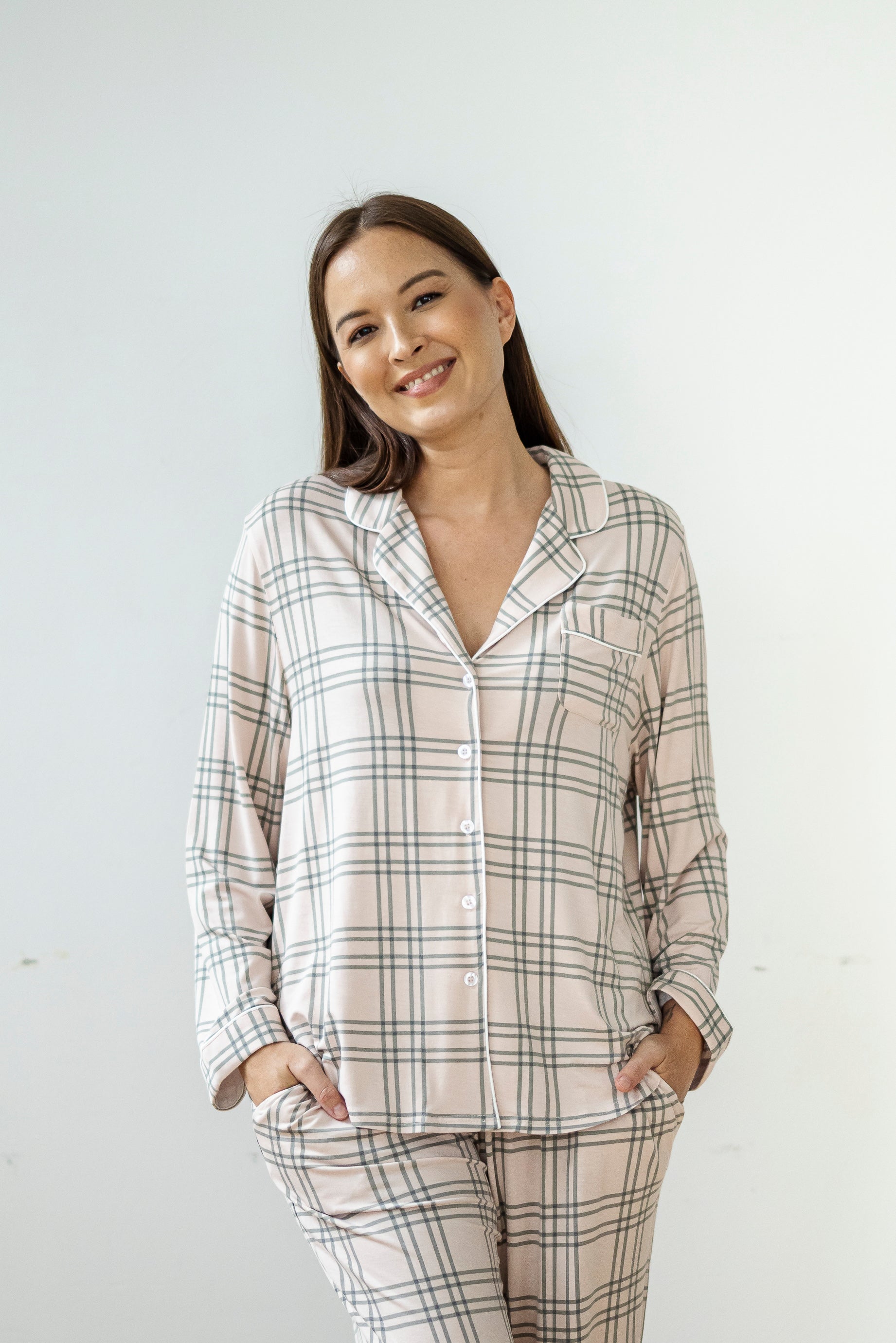 Signature Long Pyjamas Shirt in Checkered